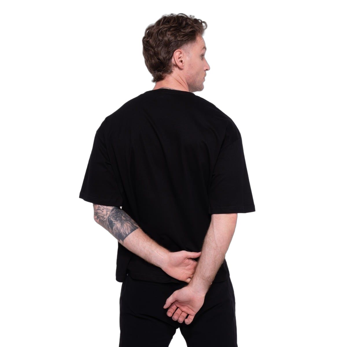 GymBeam T-shirt uomo oversize Thorn nera boxy