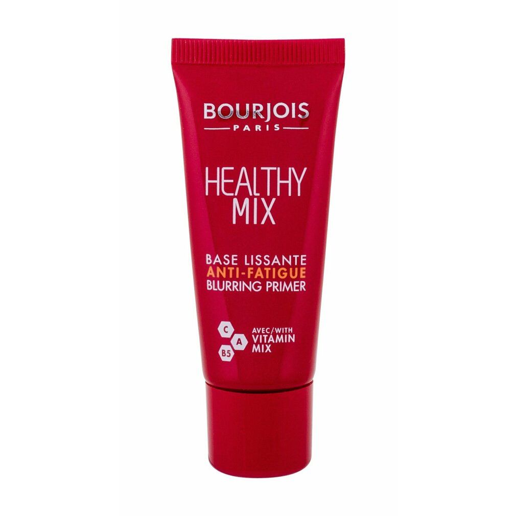 Tubo rosso HEALTHY MIX, BASE LISSANTE ANTI-FATIGUE. Marchio Bourjois. Contiene vitamina C e B5.