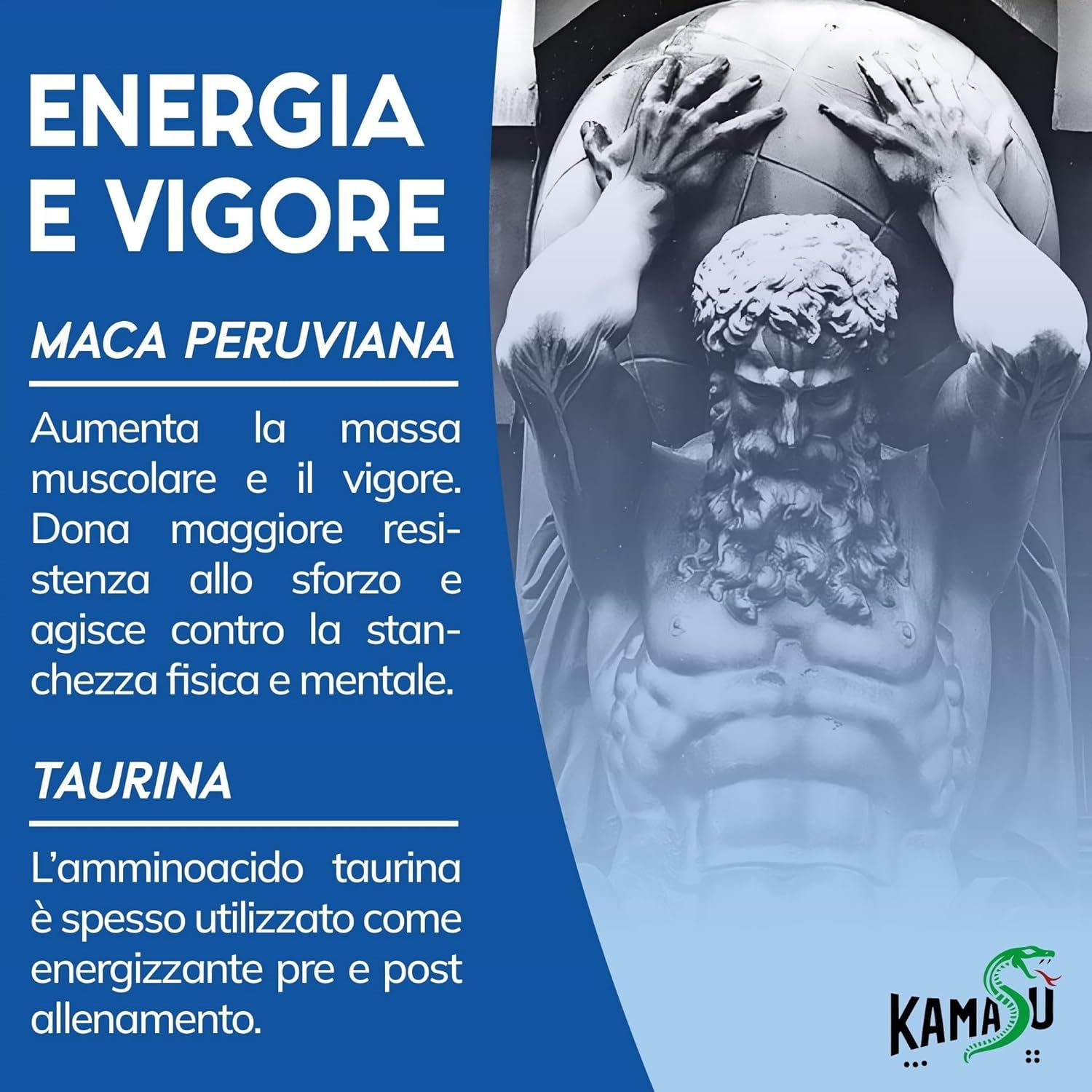 Kamasu NATURAL VIG integratore per uomini Maca nera e Taurina