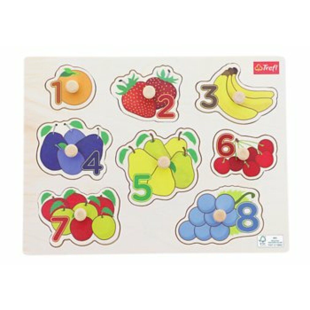 Puzzle in legno trefl con frutta e numeri