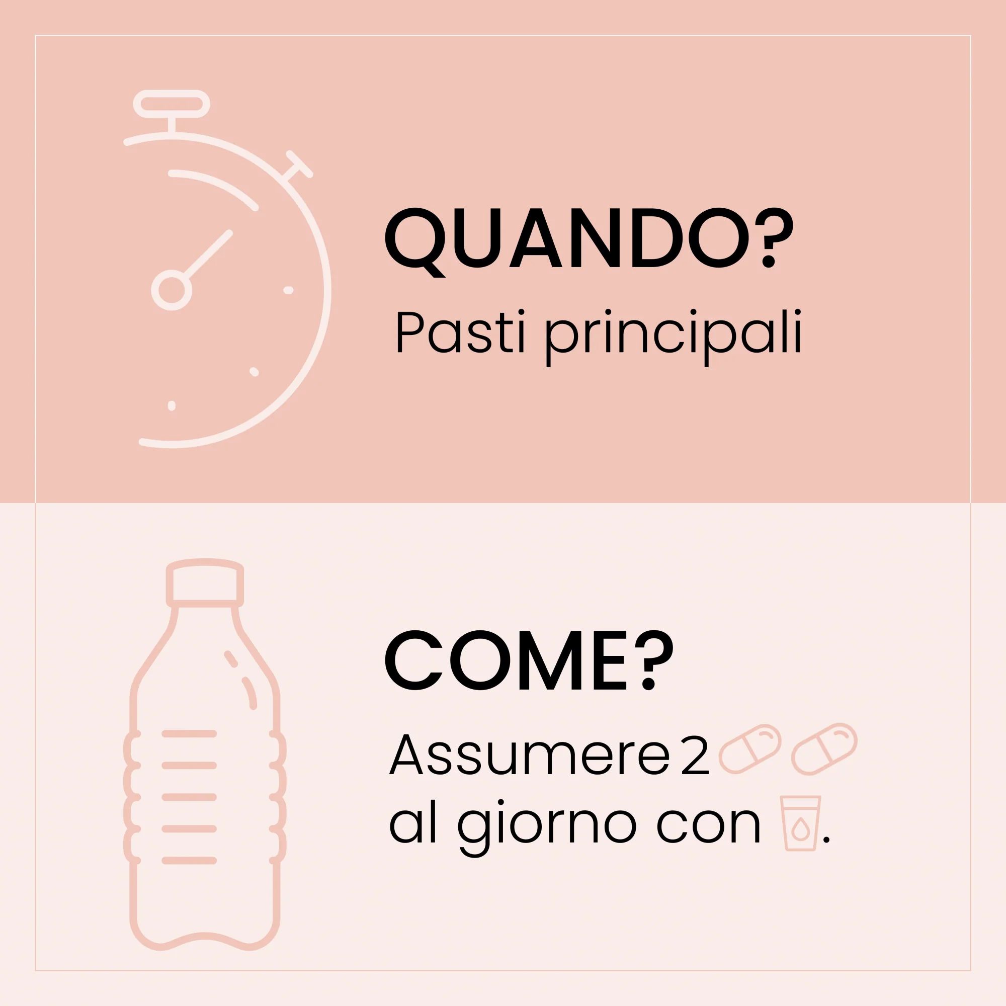 Domande e risposte: Quando? Ai pasti principali. Come? 2 capsule al giorno con acqua.