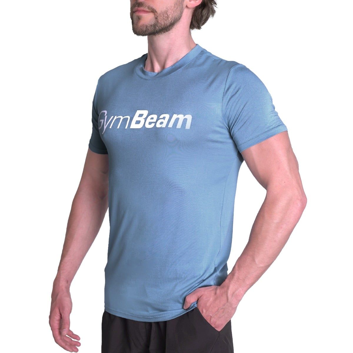 GymBeam T-shirt uomo Essence regular fit a manica corta in viscosa ed elastan blu