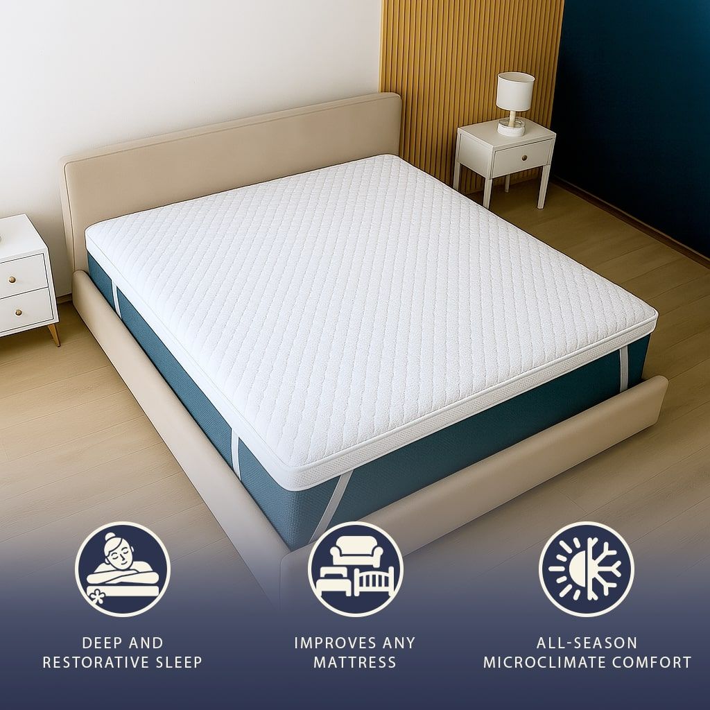 The White Stone Topper 90 x 200 in Memory Foam con Altezza di 5 cm | Traspirante e Anallergico