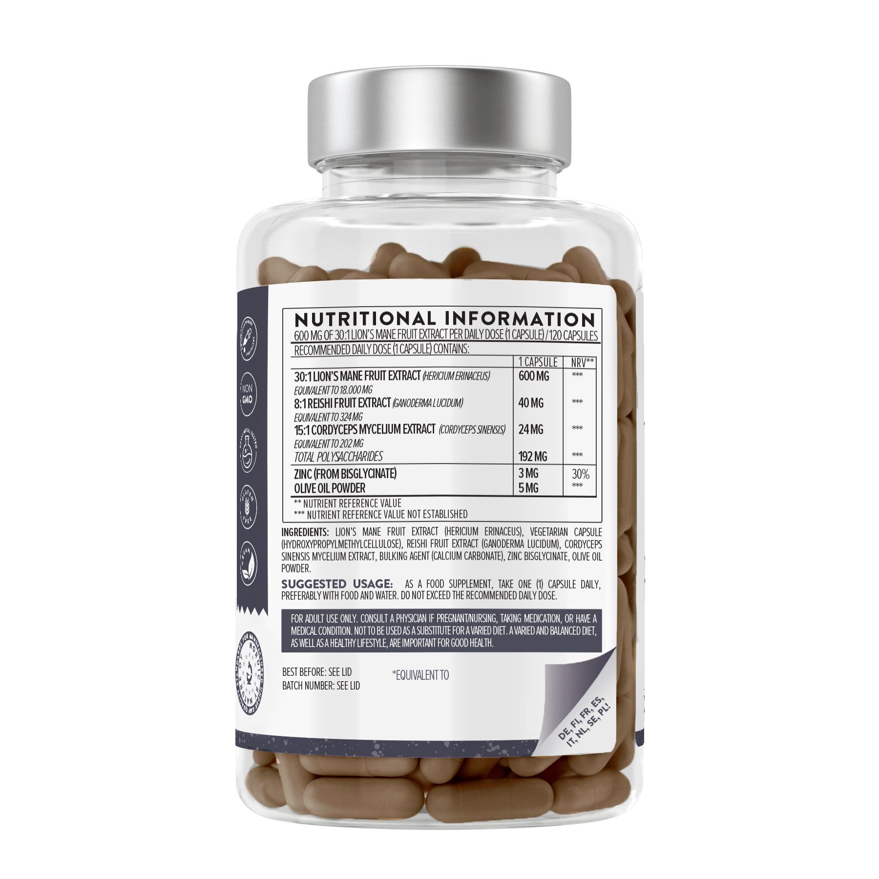 Aavalabs Complesso Lion’s Mane – 18.000 mg estratto 30:1 con Reishi, Cordyceps e Zinco