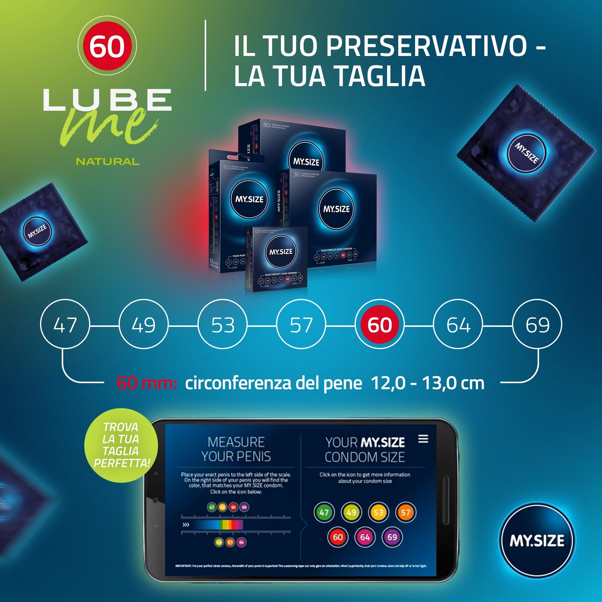 MY.SIZE PRO Preservativi + LUBE ME Natural + Body Candle Set