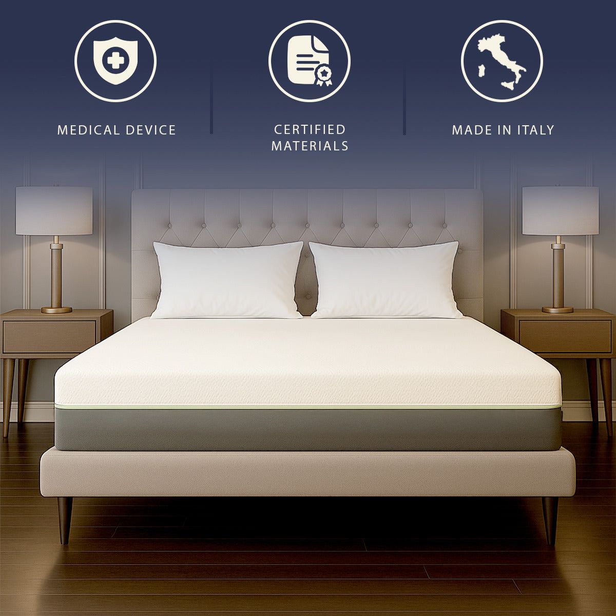 The White Stone Materasso 160x190 in Memory Foam e Molle Insacchettate | Altezza 25 cm