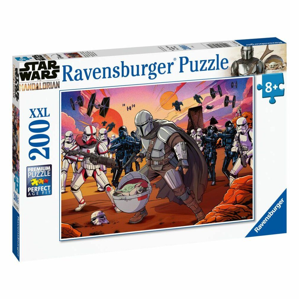 Puzzle Ravensburger Star Wars The Mandalorian: Face-Off, 200 pezzi. Confezione con immagine del puzzle: personaggi.