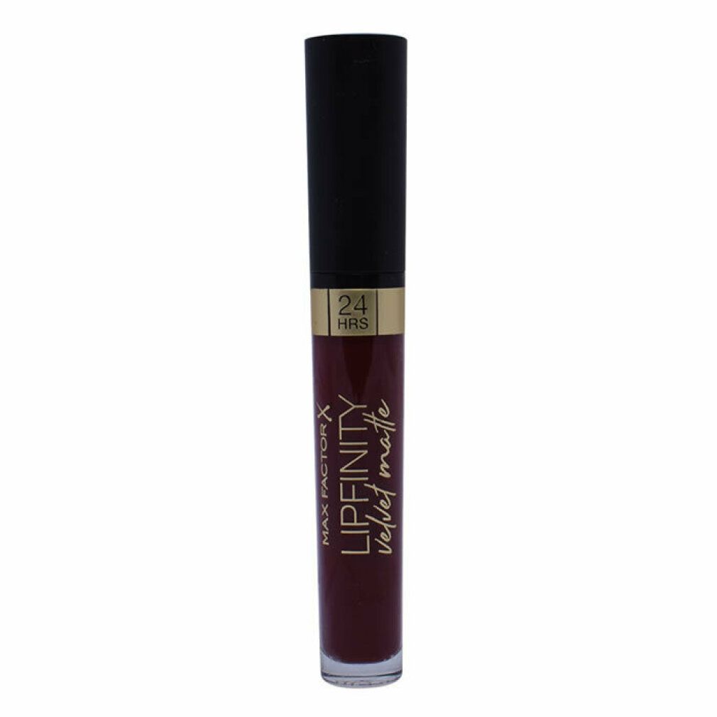 Max Factor Lipfinity Velvet Matte 050 Satin Berry. Rossetto con tappo nero. Scritta: 24 HRS.