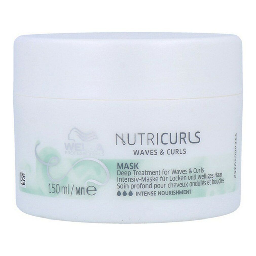 Barattolo bianco Wella Nutricurls Mask. Testo: Trattamento profondo per onde e ricci. 150 ml.