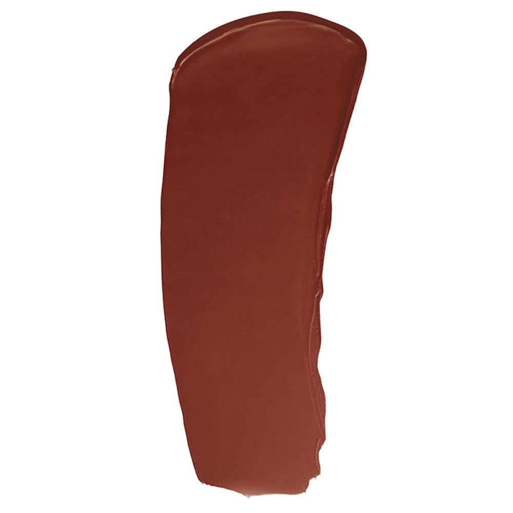 Campione di rossetto marrone. Tonalità. Consistenza. Liscio e cremoso.