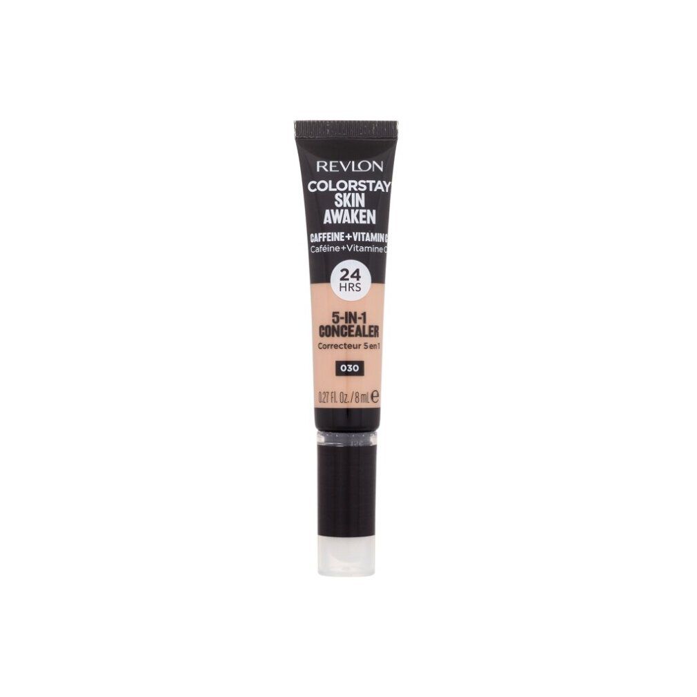 Revlon Colorstay Skin Awaken Concealer. Tubetto nero con dettagli. Tonalità 030-Light Medium. 5-in-1 Concealer. Contiene caffeina e vitamine.
