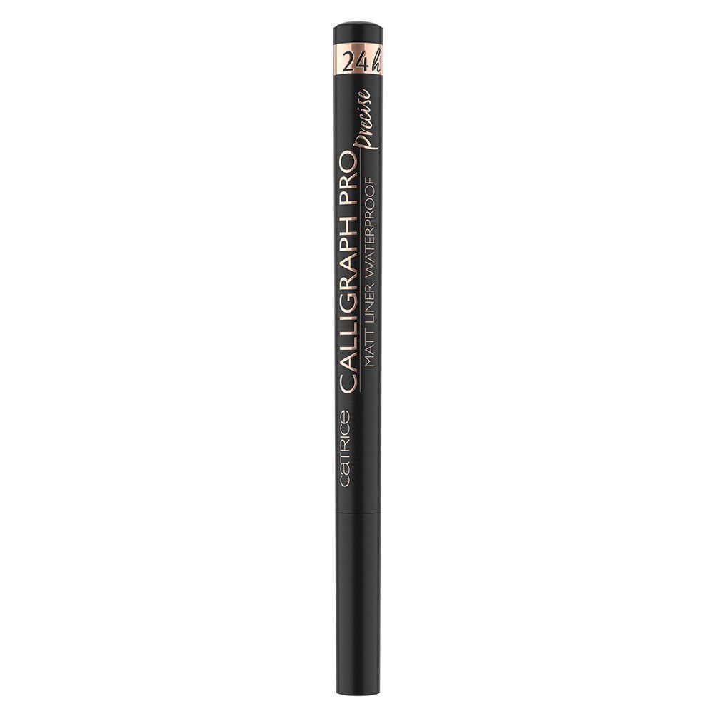 Penna eyeliner nera. Scritte: Catrice, CALLIGRAPH PRO, MATT LINER WATERPROOF, Precise, 24h. Punta nera.