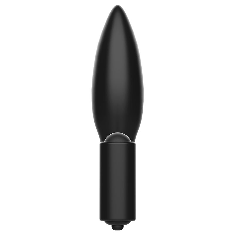 Plug anale nero. Forma conica. Base arrotondata. Testa vibrante.