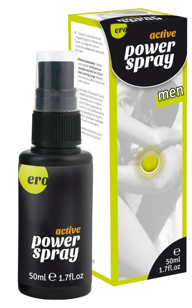 Ero Active Power Spray per uomo, flacone spray da 50ml e confezione.