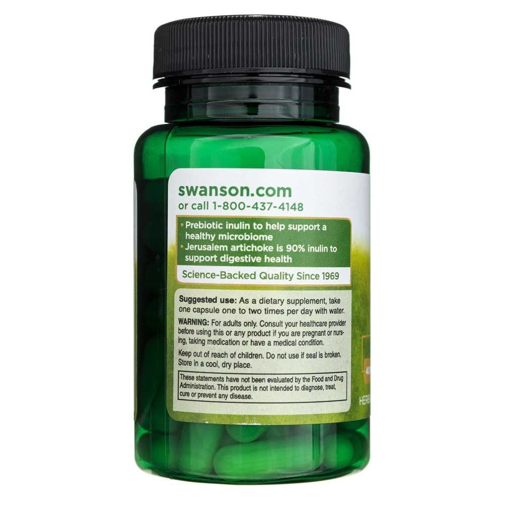 Retro della confezione di capsule con informazioni su Swanson.com, benefici e istruzioni per l'uso.