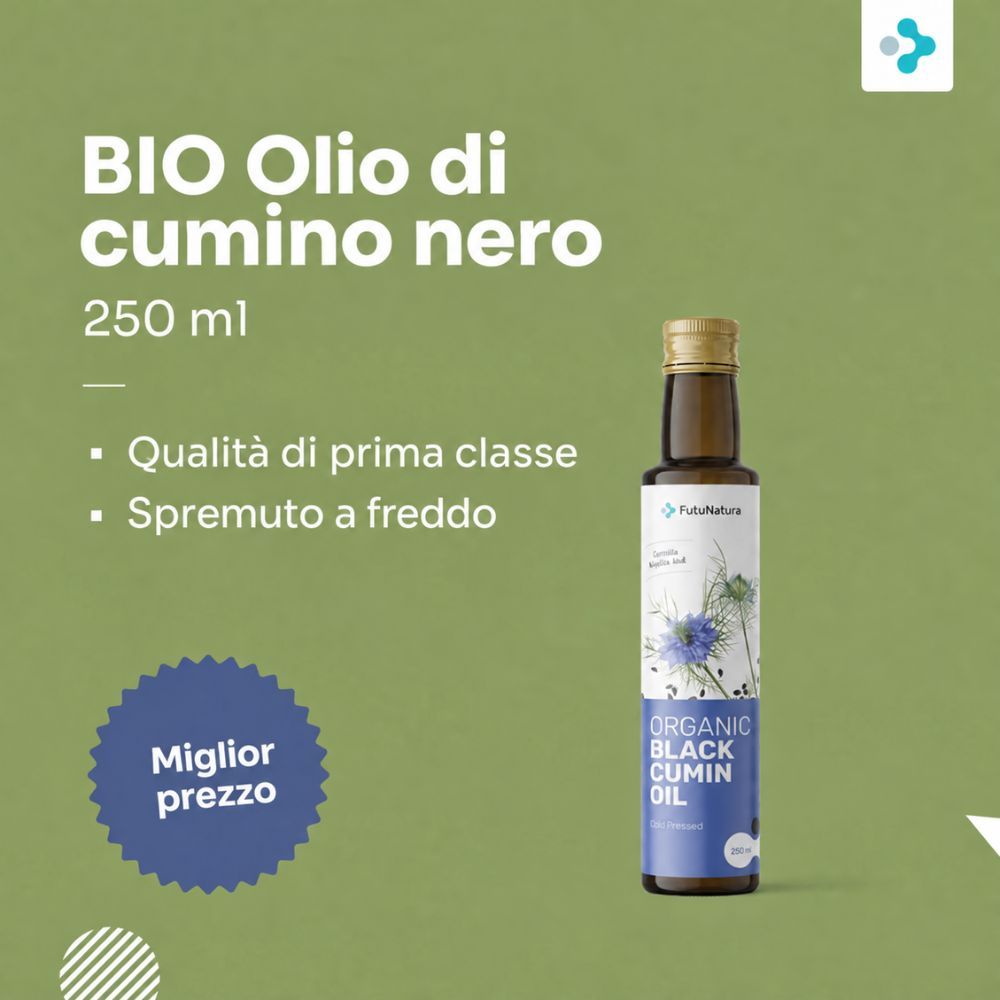 Olio bio di cumino nero (250ml). Qualità di prima classe. Spremutto a freddo. Miglior prezzo.