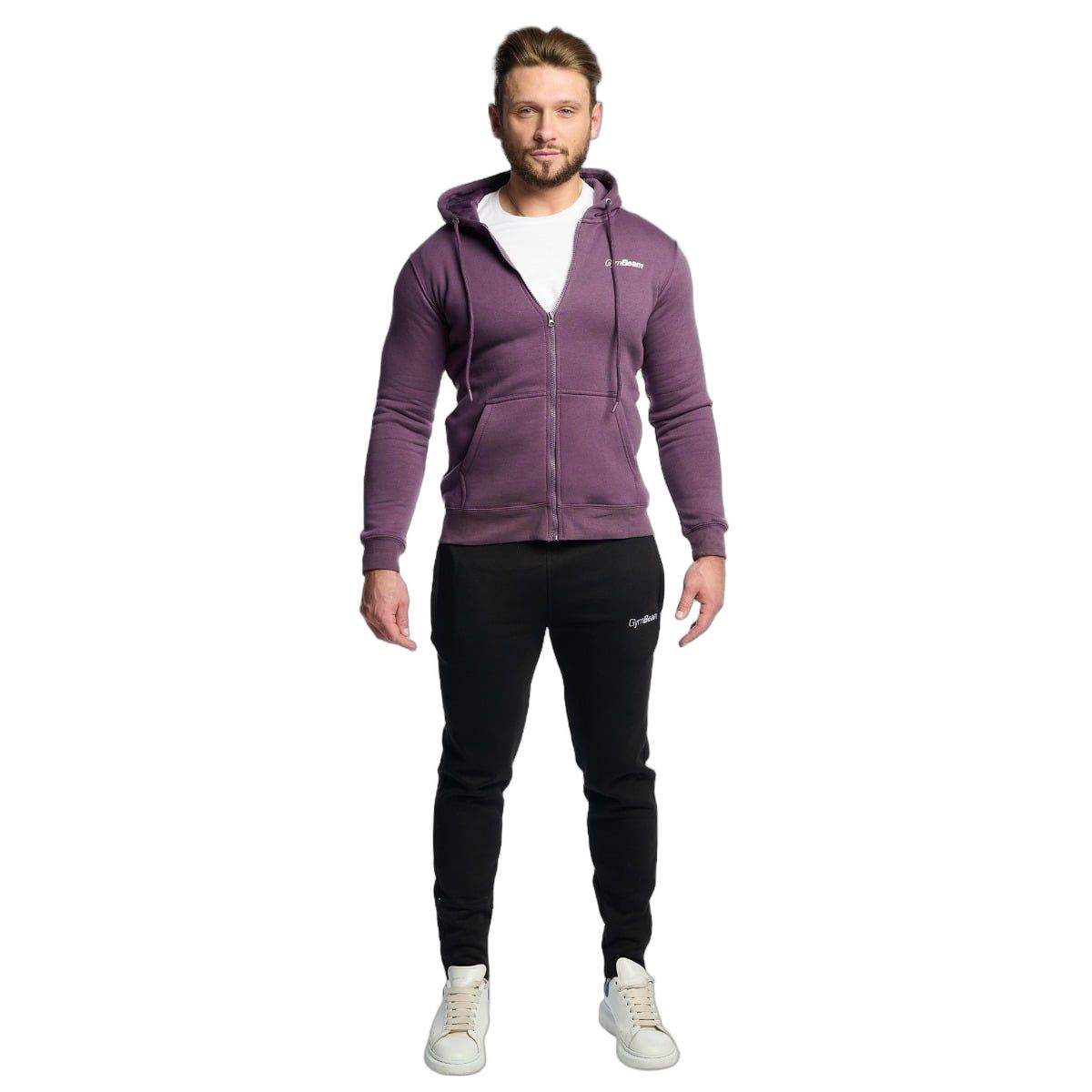 GymBeam Felpa uomo con zip cappuccio vestibilità regular Obsidian