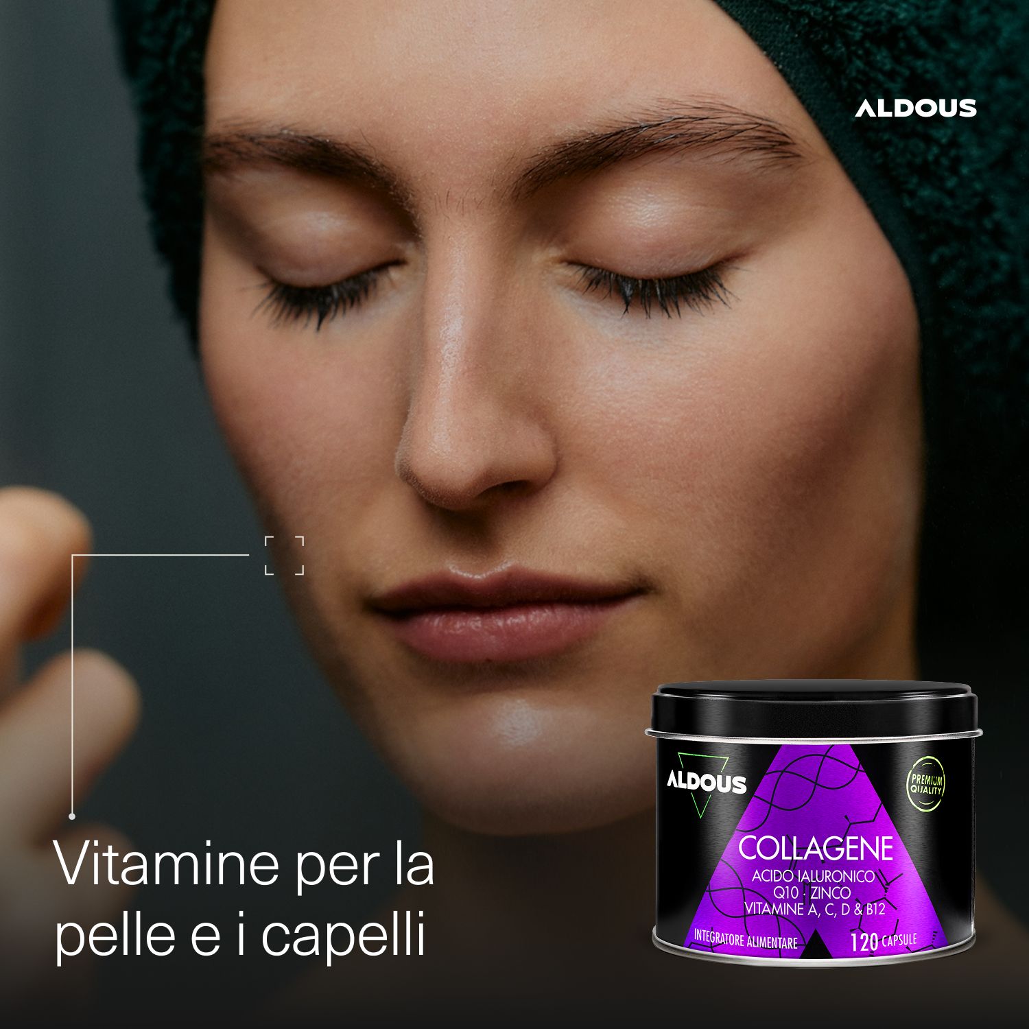 Aldous - Collagene Idrolizzato con Acido Ialuronico - Capelli, Pelle, Ossa, Muscoli