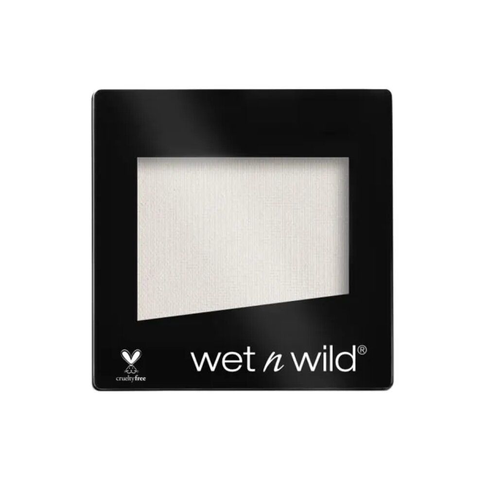 Palette ombretto quadrata nera con ombretto bianco. Marchio: wet n wild. Logo cruelty-free.