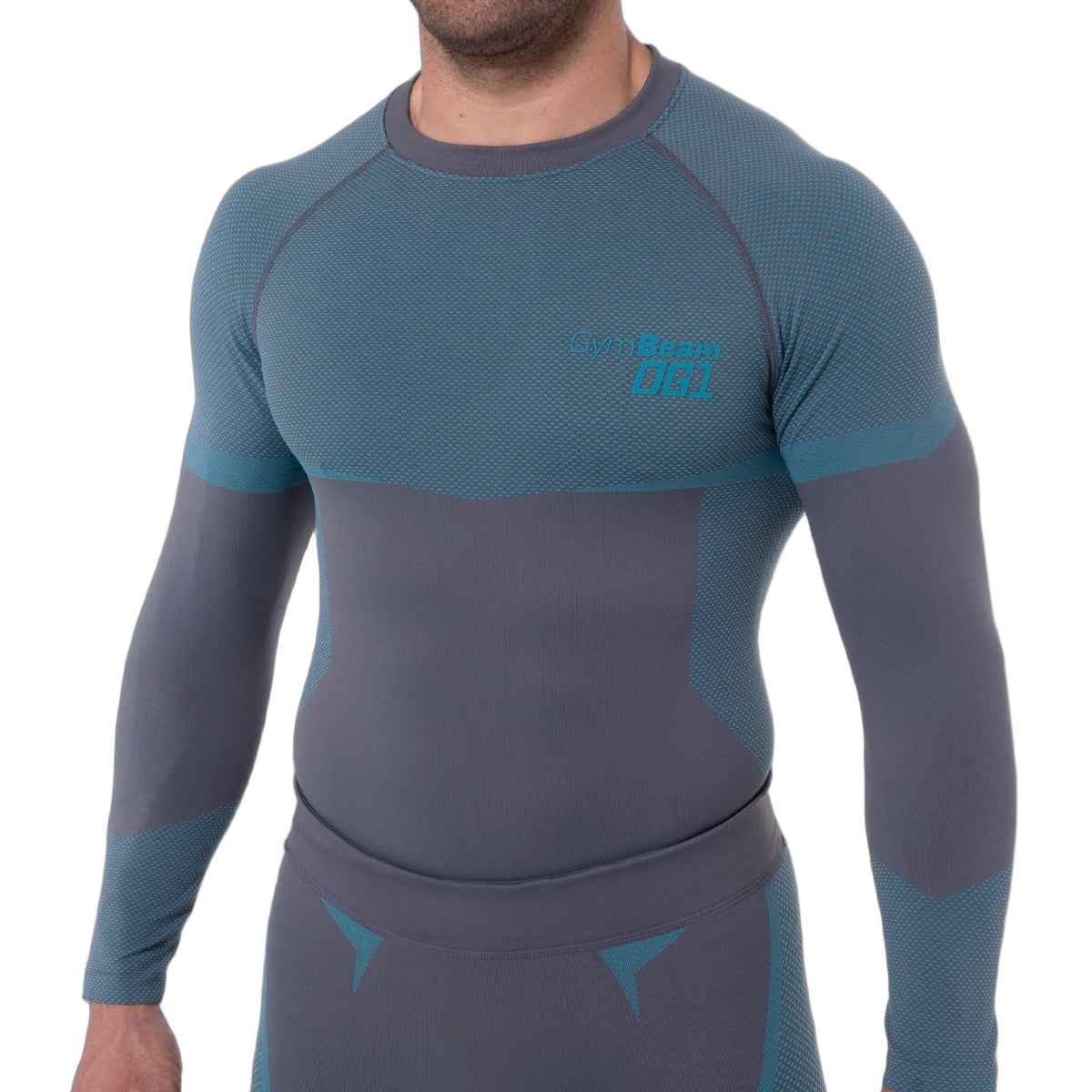 GymBeam Maglia uomo a maniche lunghe Seamless OG1 grigia e blu