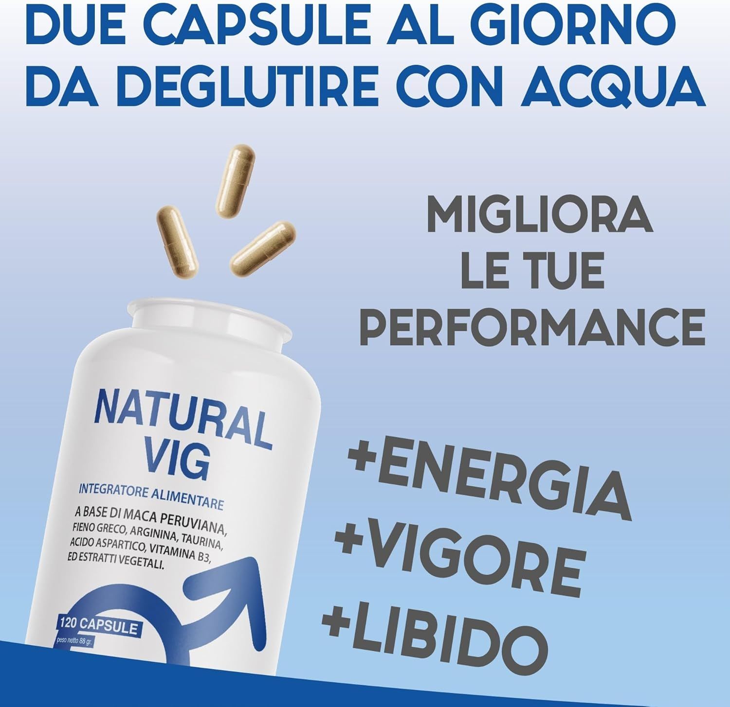 Kamasu NATURAL VIG integratore per uomini Maca nera e Taurina