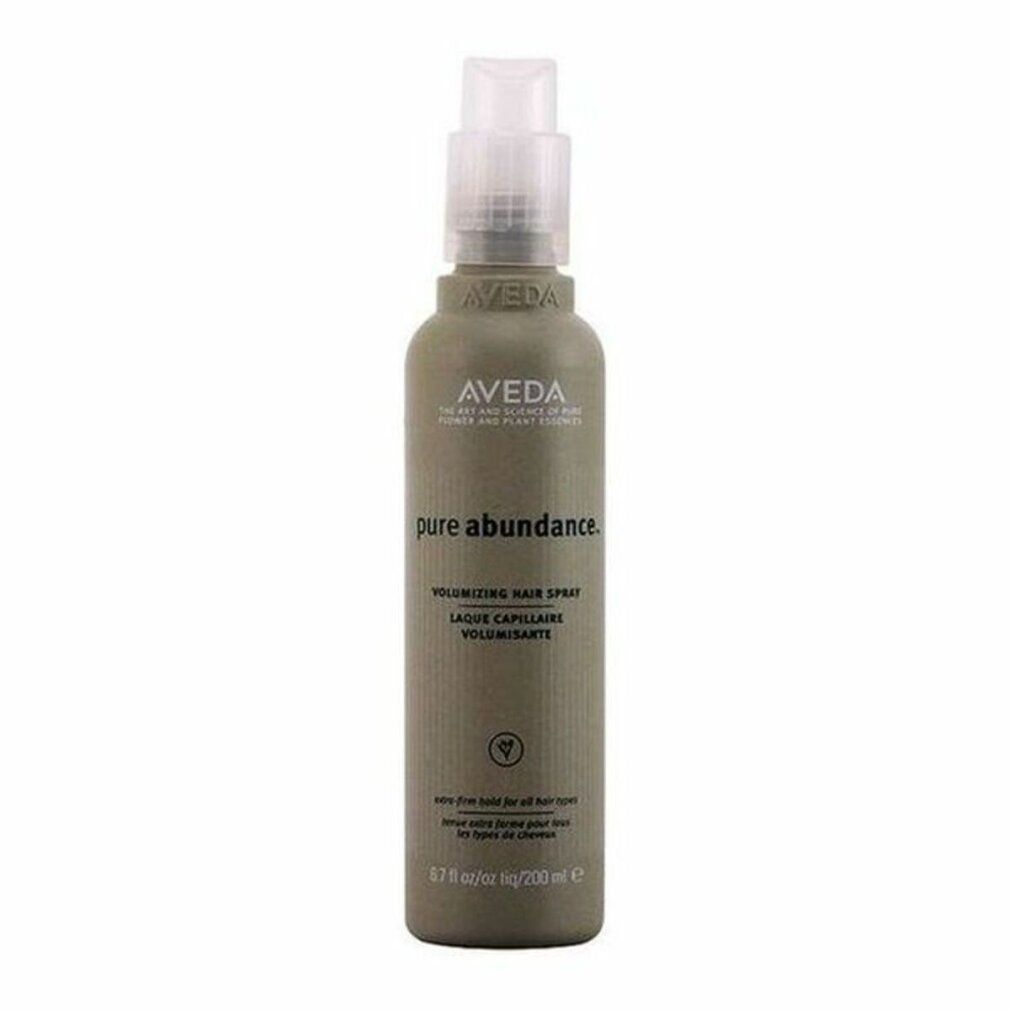 Aveda Pure Abundance Spray. Flacone grigio con vaporizzatore. Scritta: Pure Abundance, Volumizing Hair Spray.