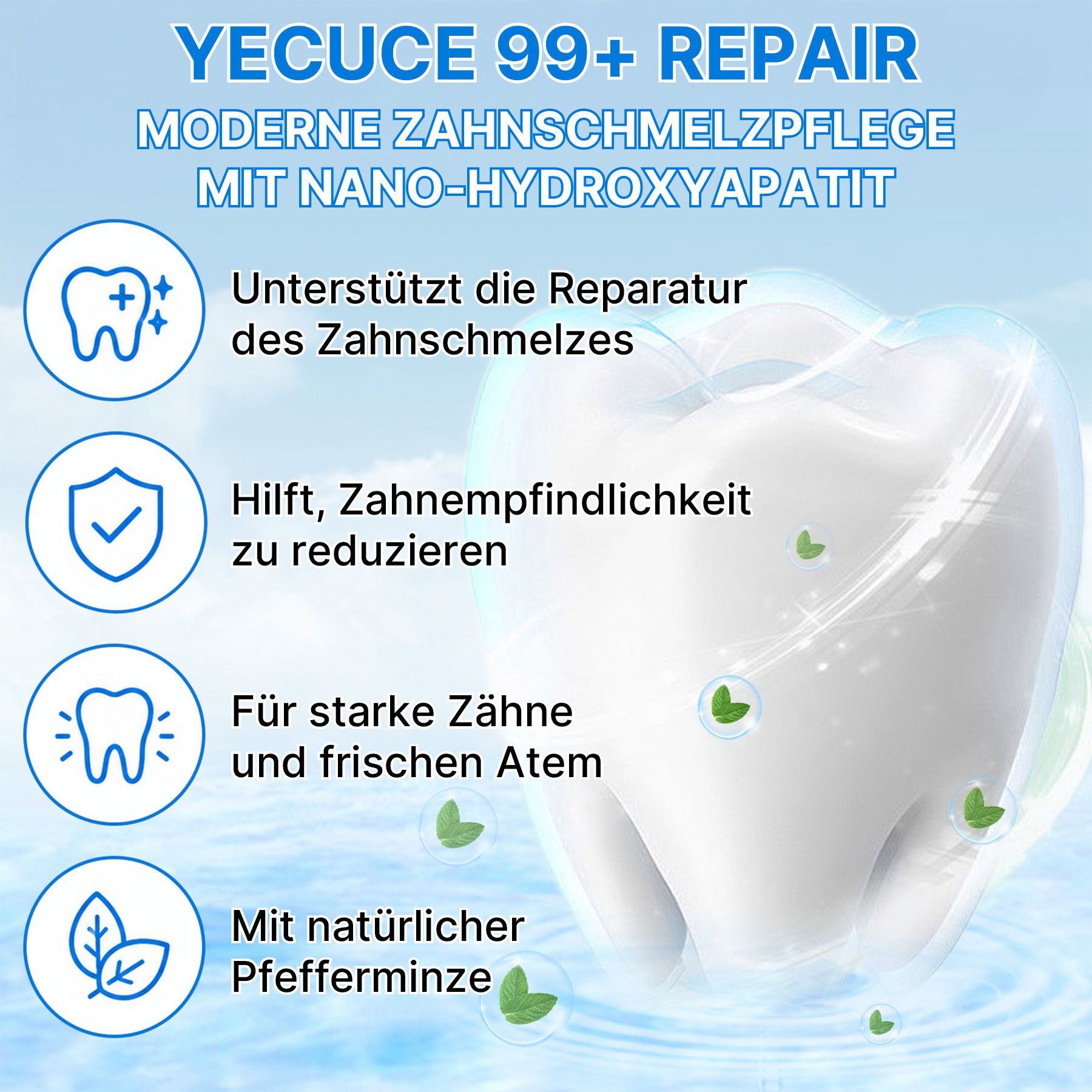 ALIVER Dentifricio sbiancante con oltre il 9,9% di idrossiapatite per l'igiene orale