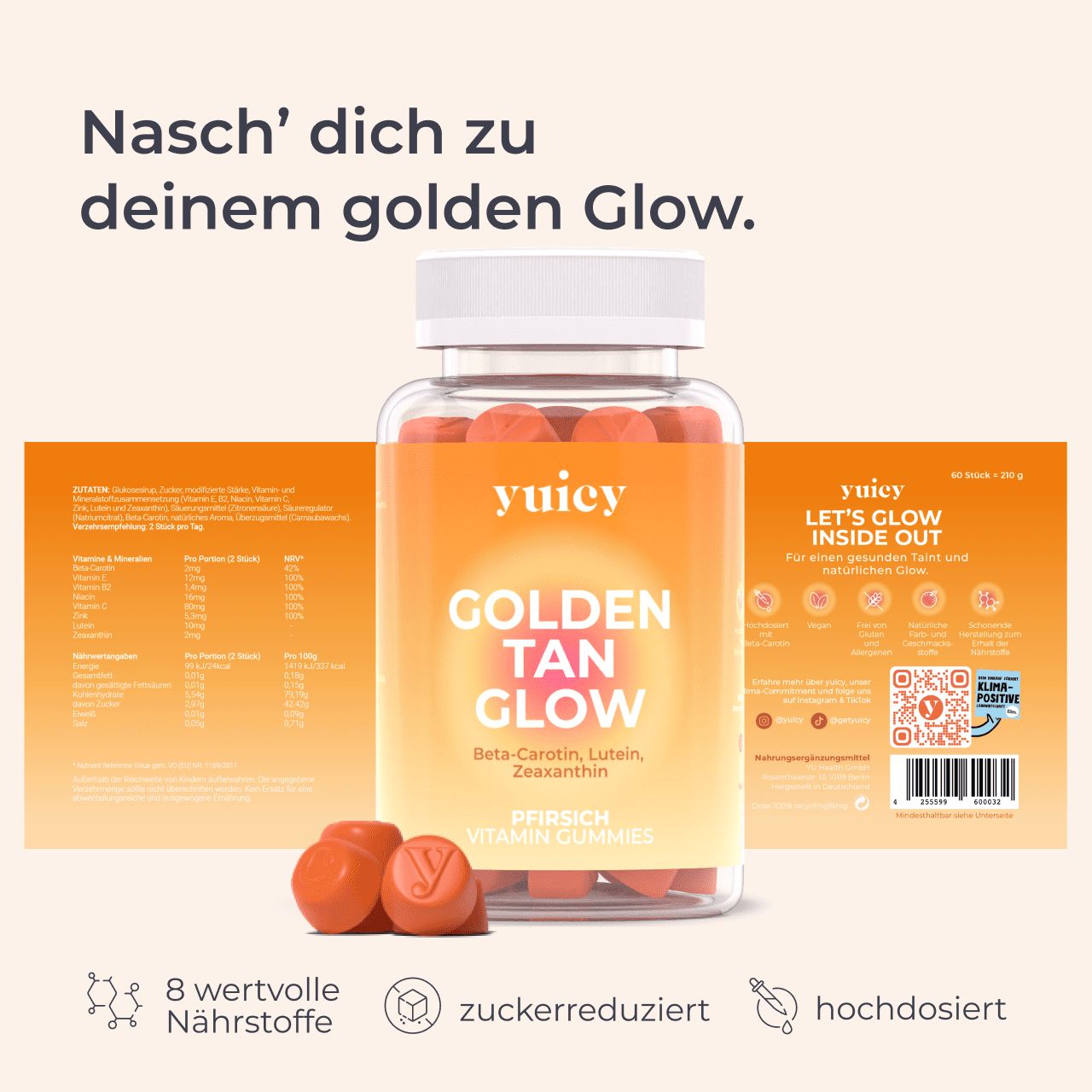 yuicy® Golden Tan Glow - Gomme al beta carotene