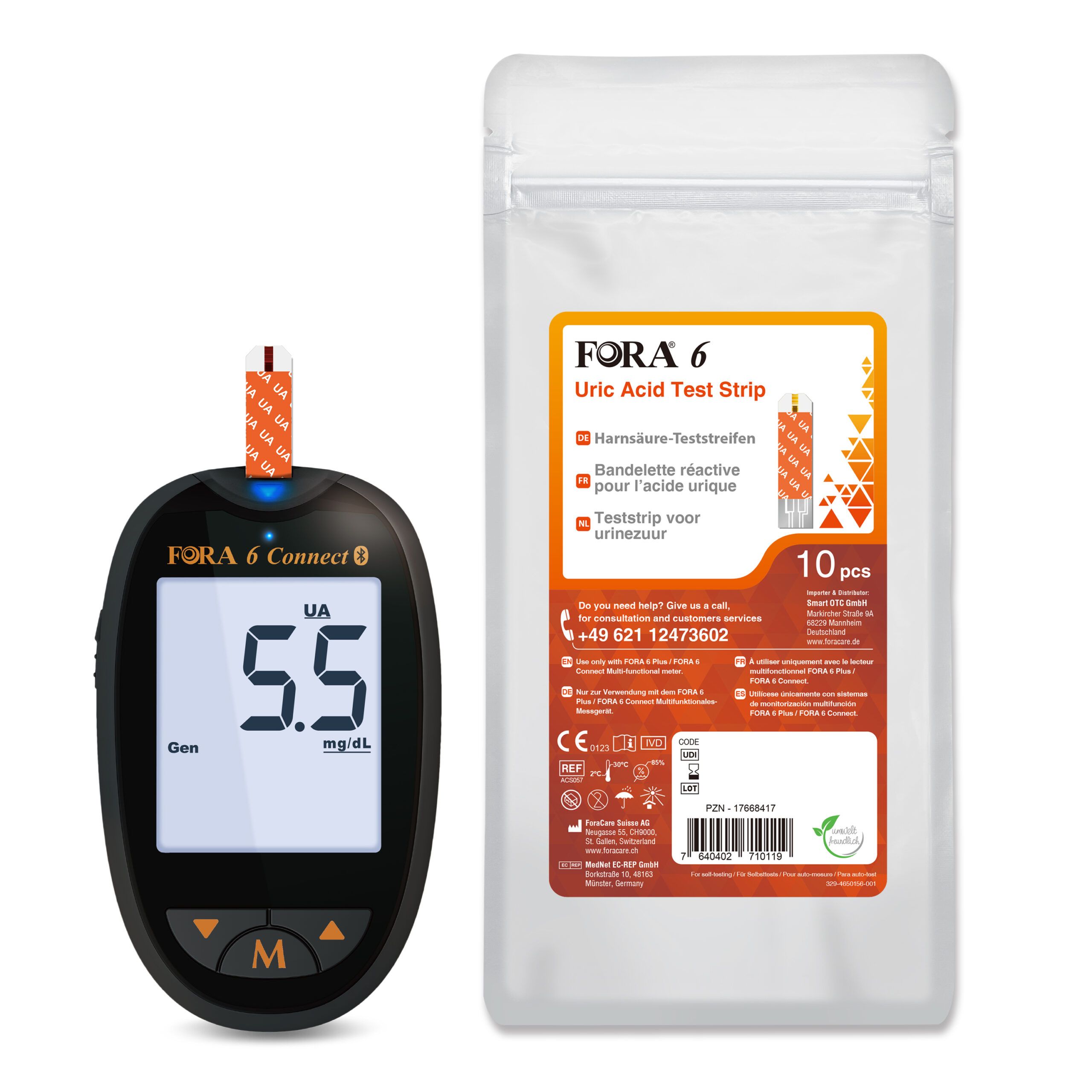 FORA 6 Connect | Misuratore di Glucosio, Ematocrito ed Emoglobina - mg/dl - The Tester