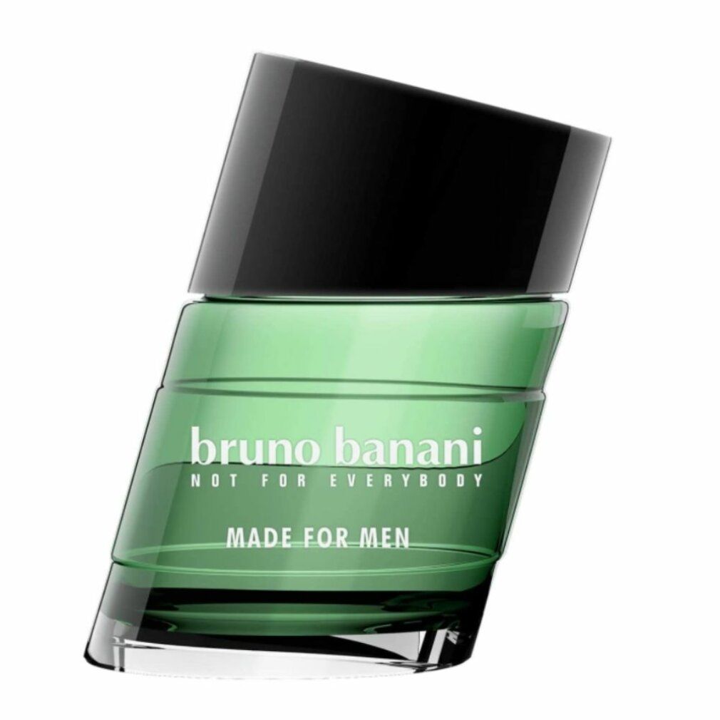 Flacone di vetro verde con tappo nero. Scritta: Bruno Banani, Not For Everybody, Made For Men.