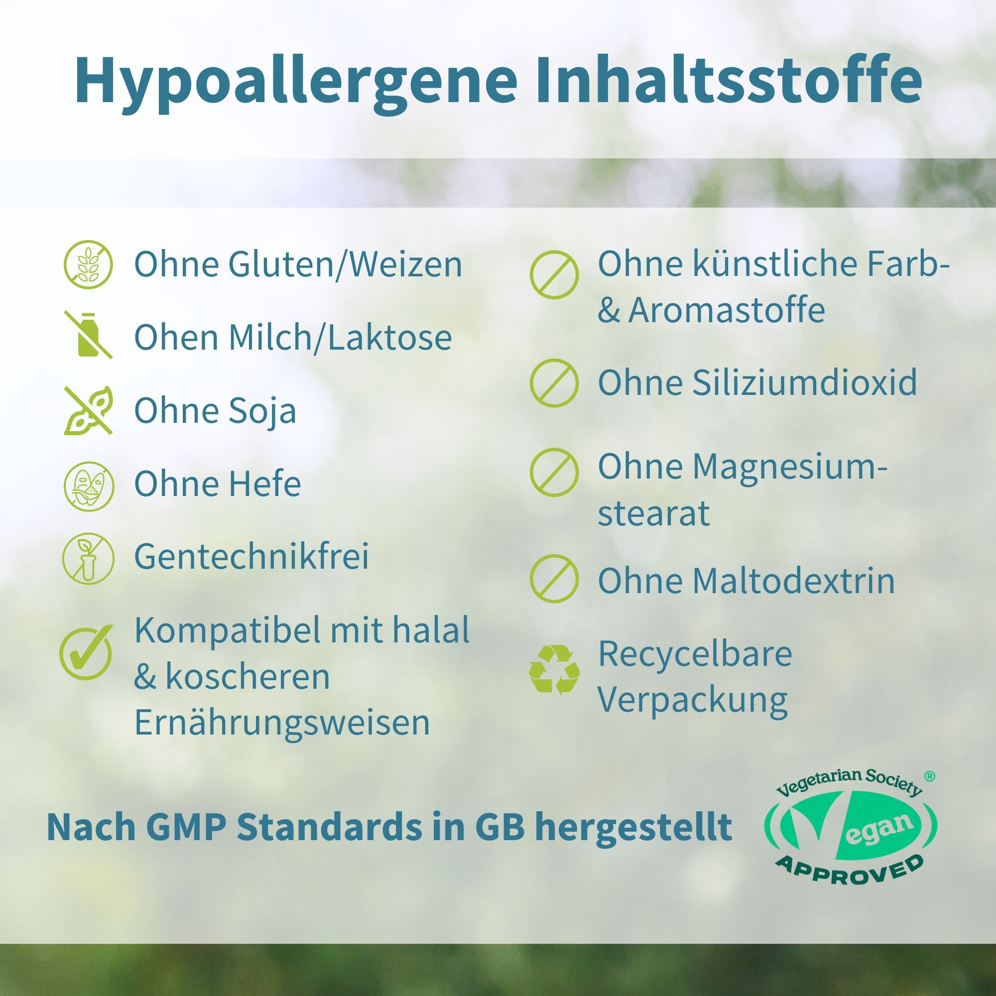 Igennus Super B-Komplex: Ingredienti ipoallergenici, vegan, senza glutine, lattosio, soia.