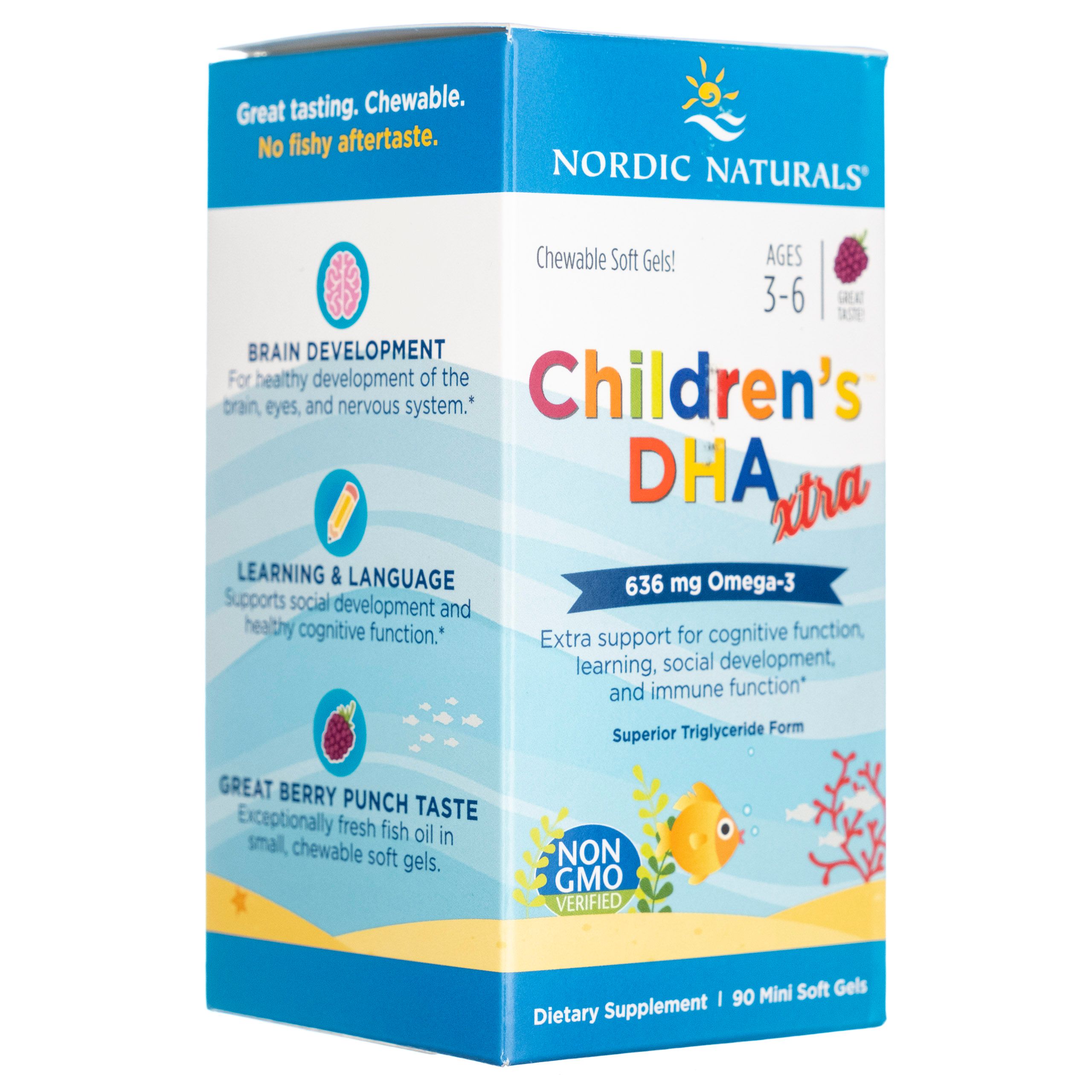 Nordic Naturals Children's DHA Extra, 90 soft gel. Per lo sviluppo cerebrale e la funzione cognitiva.