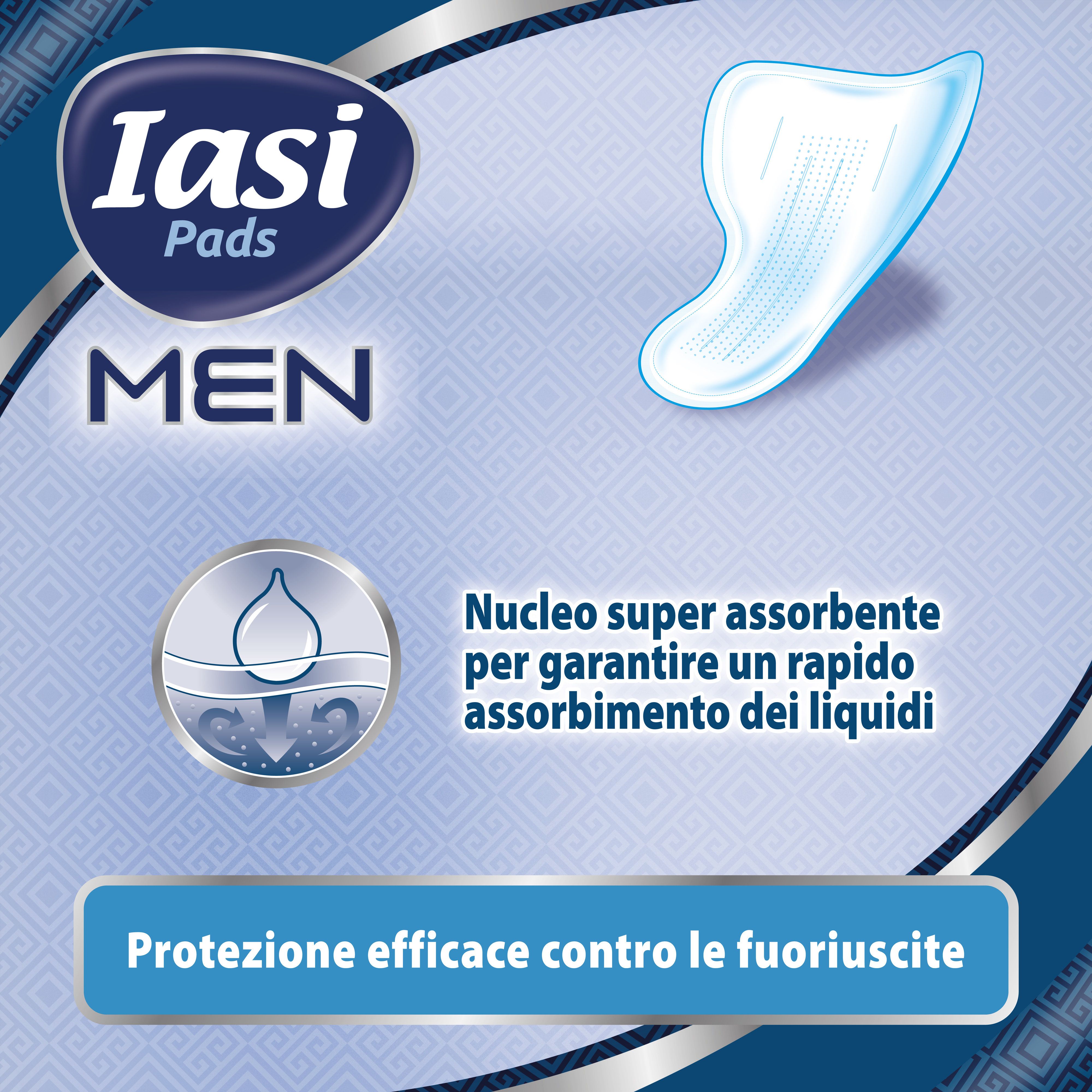 IASI MEN Super, Livello di Protezione 3, Assorbenti per perdite urinarie maschili medie, 10 Unità