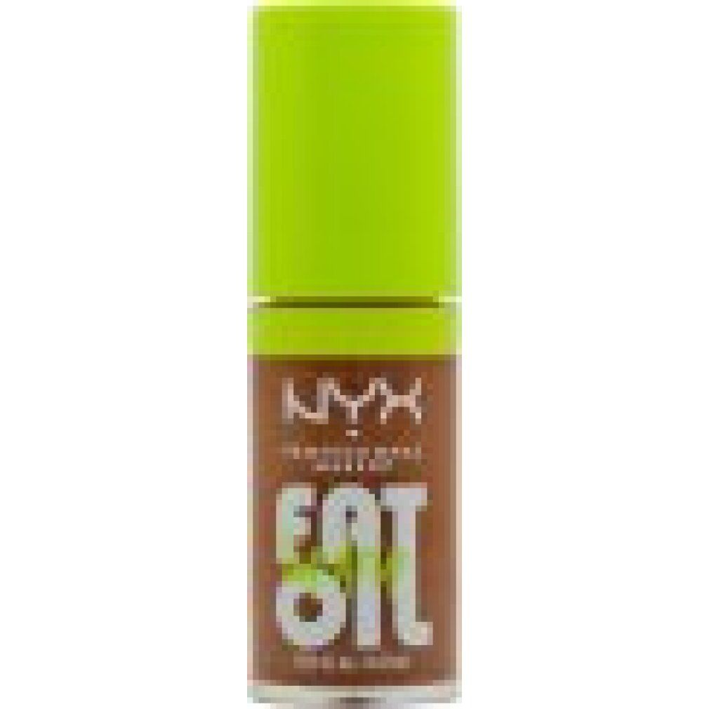NYX Fat Oil Lip Drip marrone scintillante. Flacone trasparente con tappo verde neon.