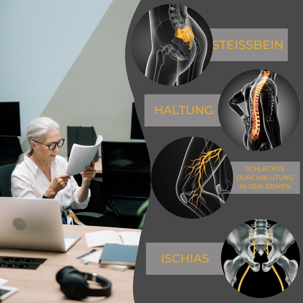 INPHYSIO Cuscino a Ciambella per Coccige, Allevia la Pressione