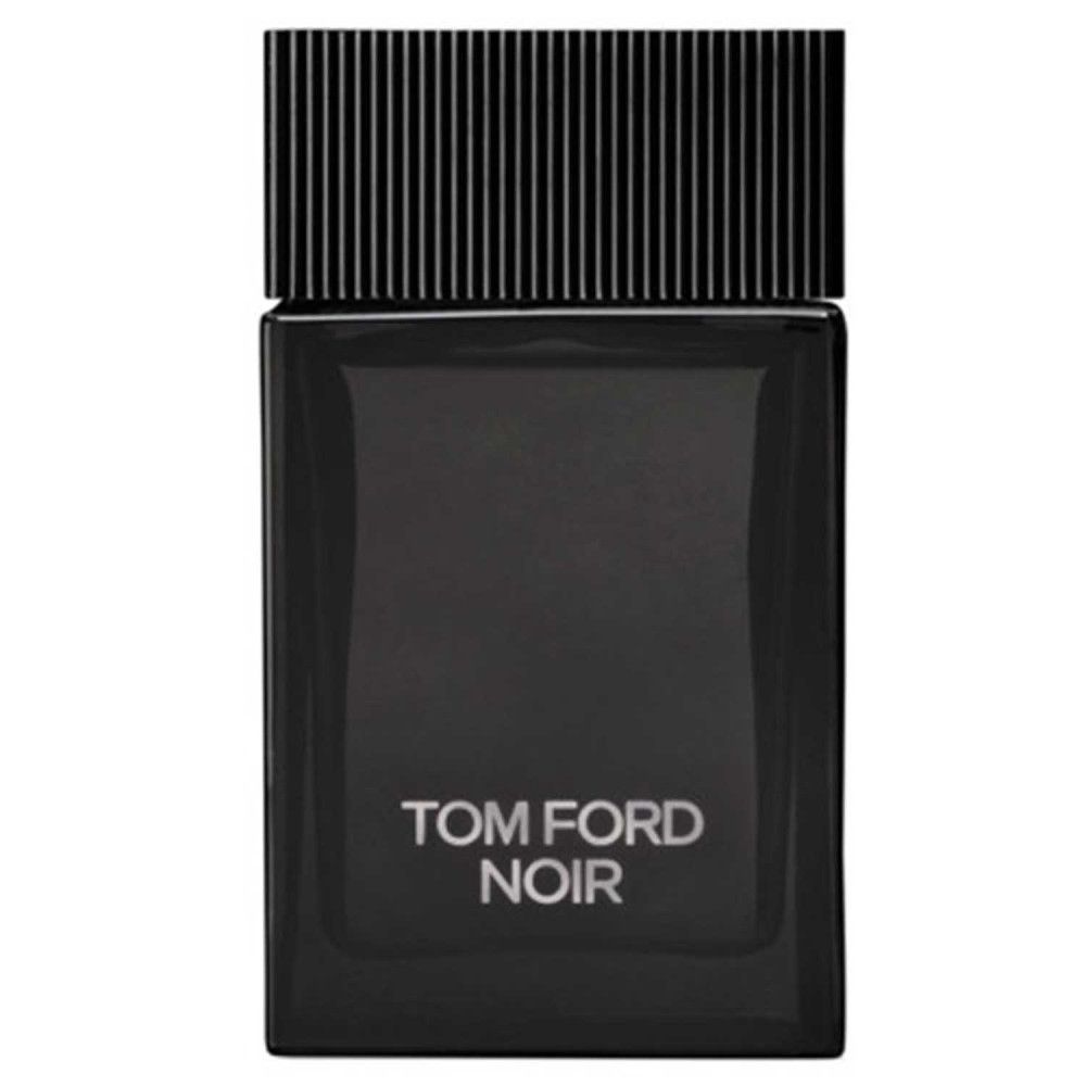 Flacone nero con tappo nero. Scritta TOM FORD NOIR in bianco. Forma rettangolare.