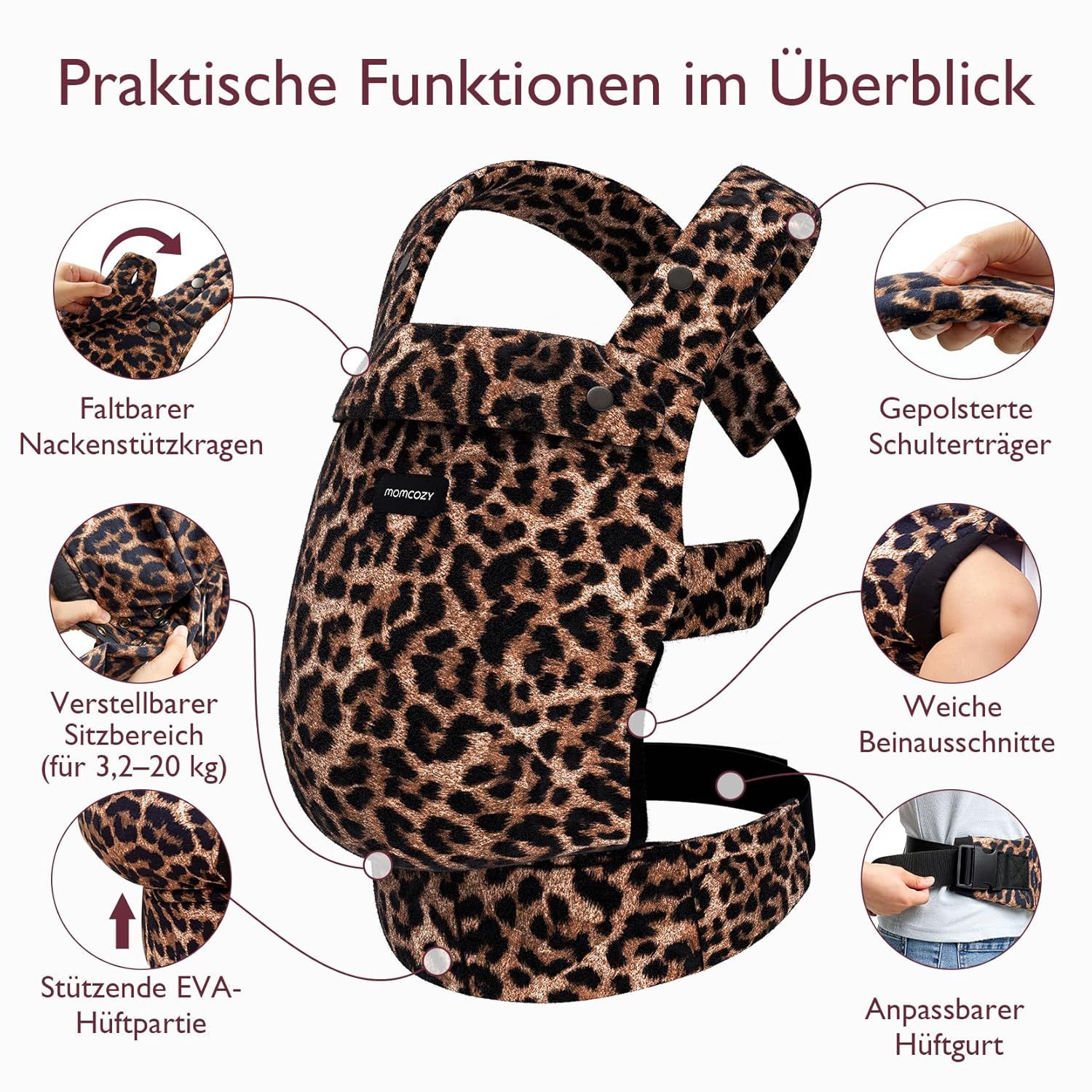 Momcozy Marsupio per Bambini Leggero e Traspirante Leopardato