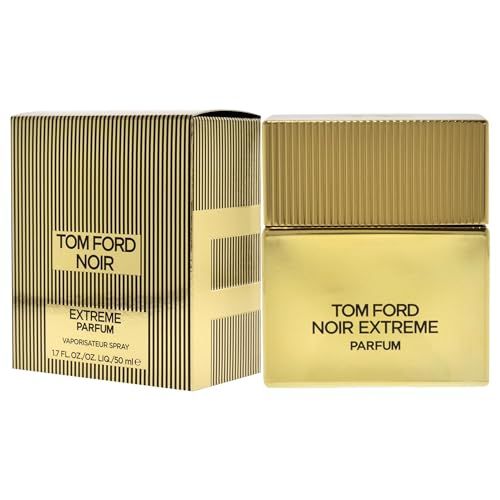 Flacone di profumo e confezione. Flacone dorato con tappo dorato. Scritta nera. Confezione a strisce verticali.