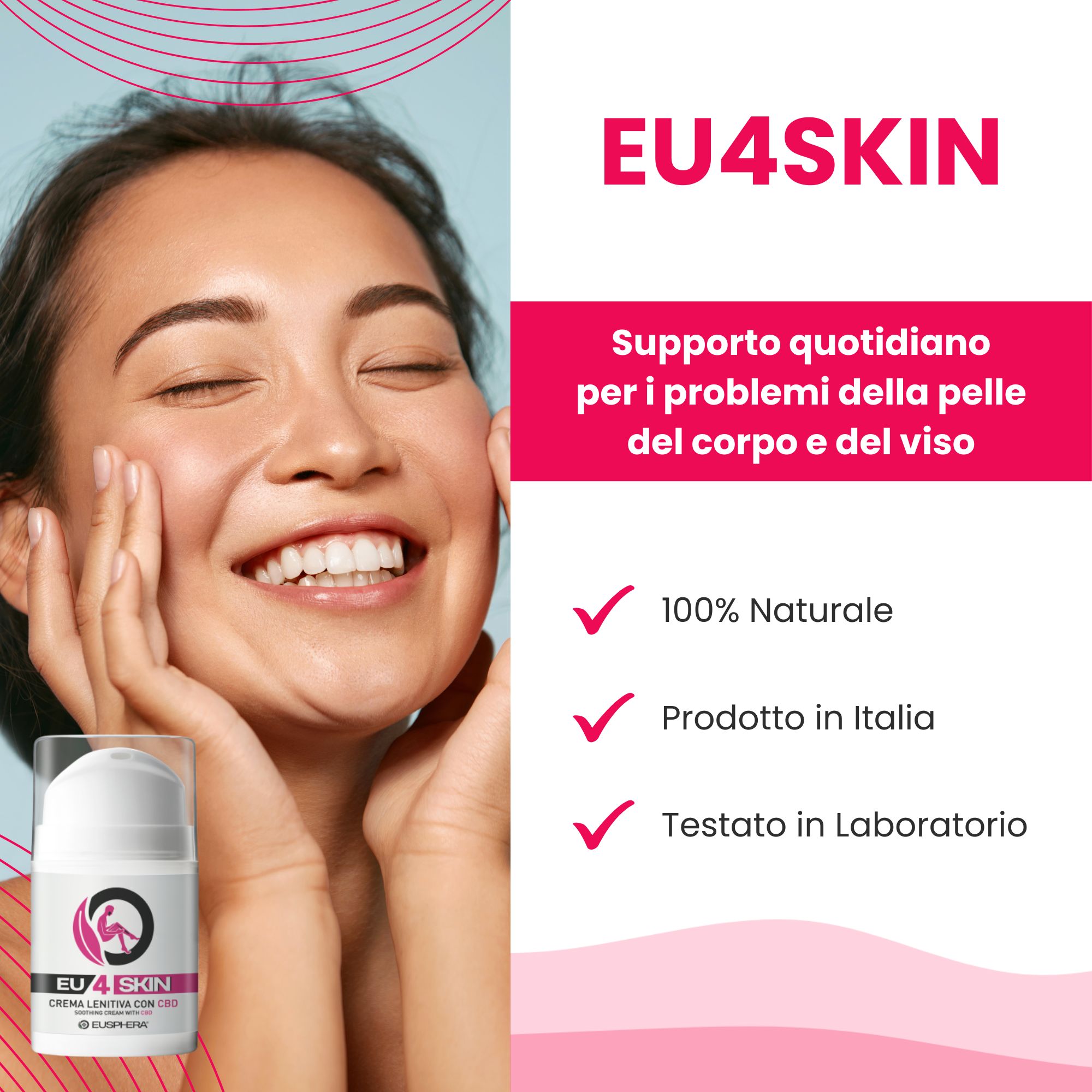 Crema pelle lenitiva al CBD per acne, eczema e psoriasi - Eusphera EU4SKIN
