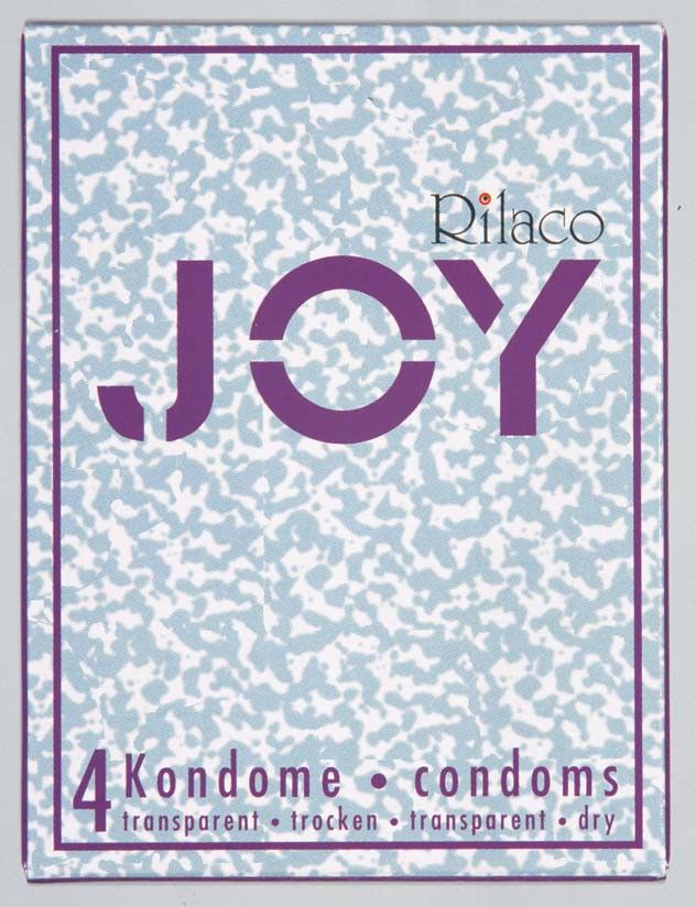 Confezione Rilaco Joy da 4 preservativi trasparenti.