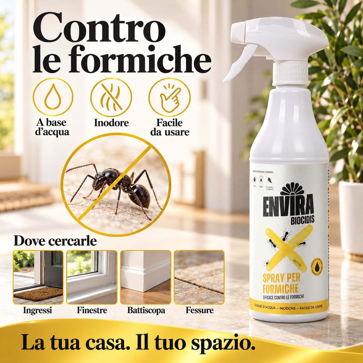 Spray ENVIRA Biocides contro le formiche. A base d'acqua, inodore, facile da usare.