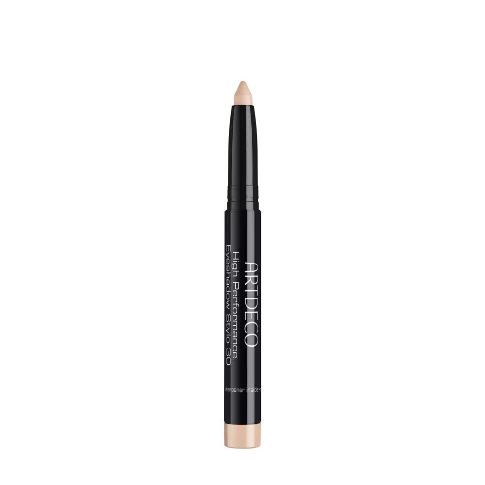 Artdeco High Performance Eyeshadow Stylo. Matita nera con punta beige. Nome del prodotto e marchio visibili.