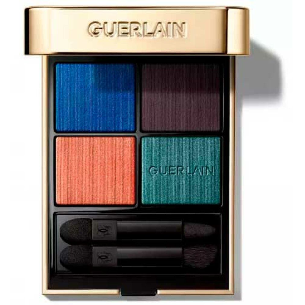 Palette ombretti con quattro colori e due applicatori. Confezione dorata con scritta GUERLAIN.