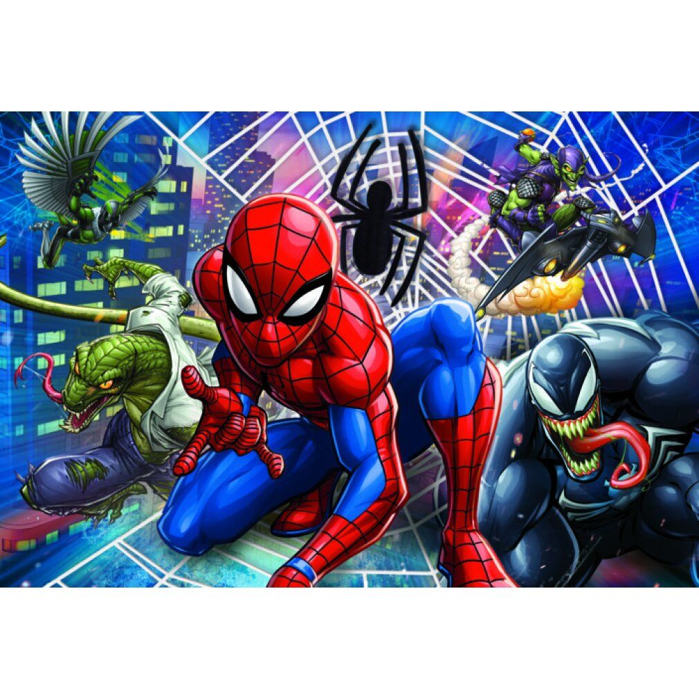 Puzzle di Spiderman con Spiderman e nemici. 60 pezzi. Puzzle Supercolor. Senza confezione.