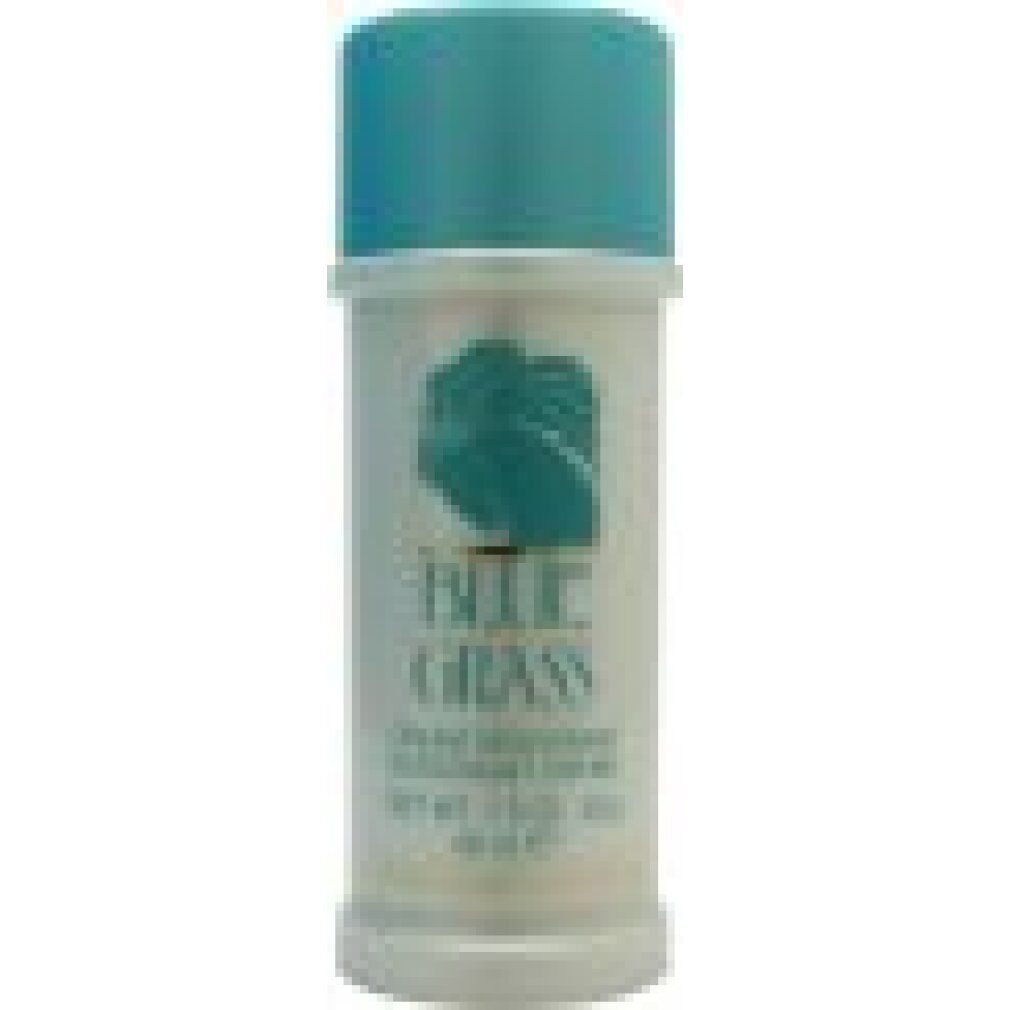 Stick deodorante con tappo blu. Scritta: Blue Grass, Cream Deodorant Creme, Elizabeth Arden. Contenitore bianco con logo blu.