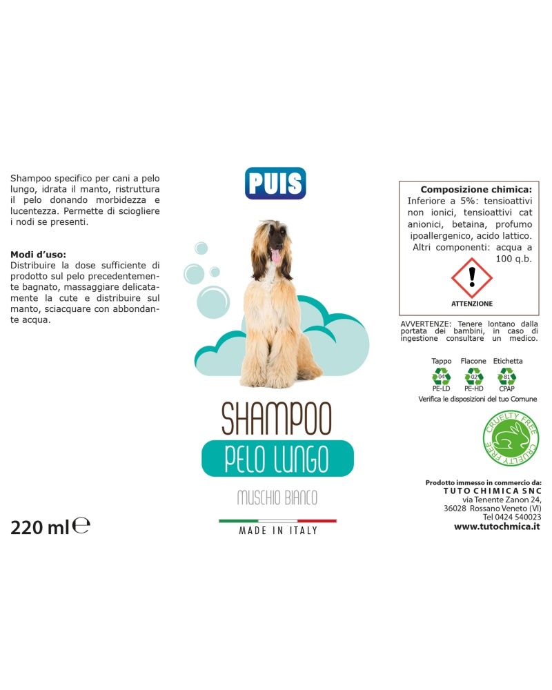 Puis Shampoo cani pelo lungo Muschio Bianco