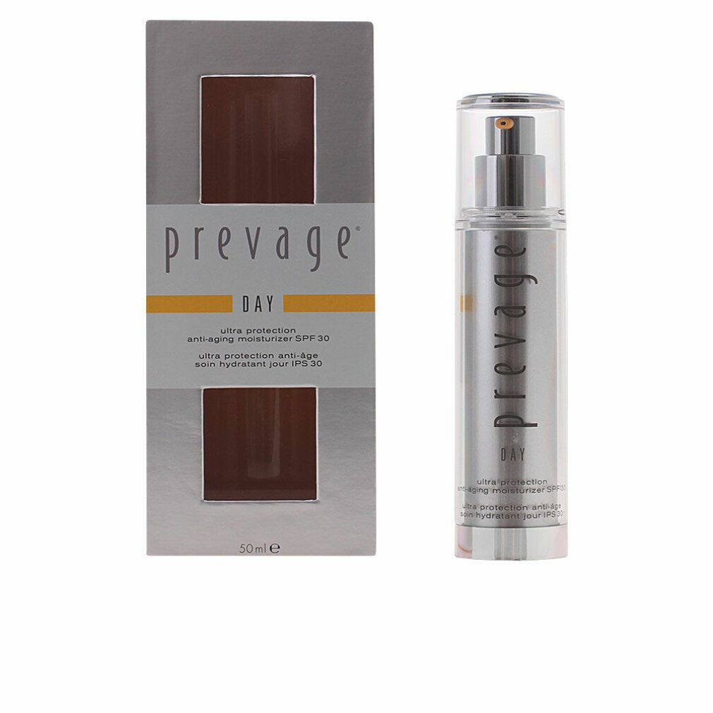 Flacone e confezione argento. Scritta: Prevage DAY, protezione ultra anti-età idratante SPF 30. 50ml.