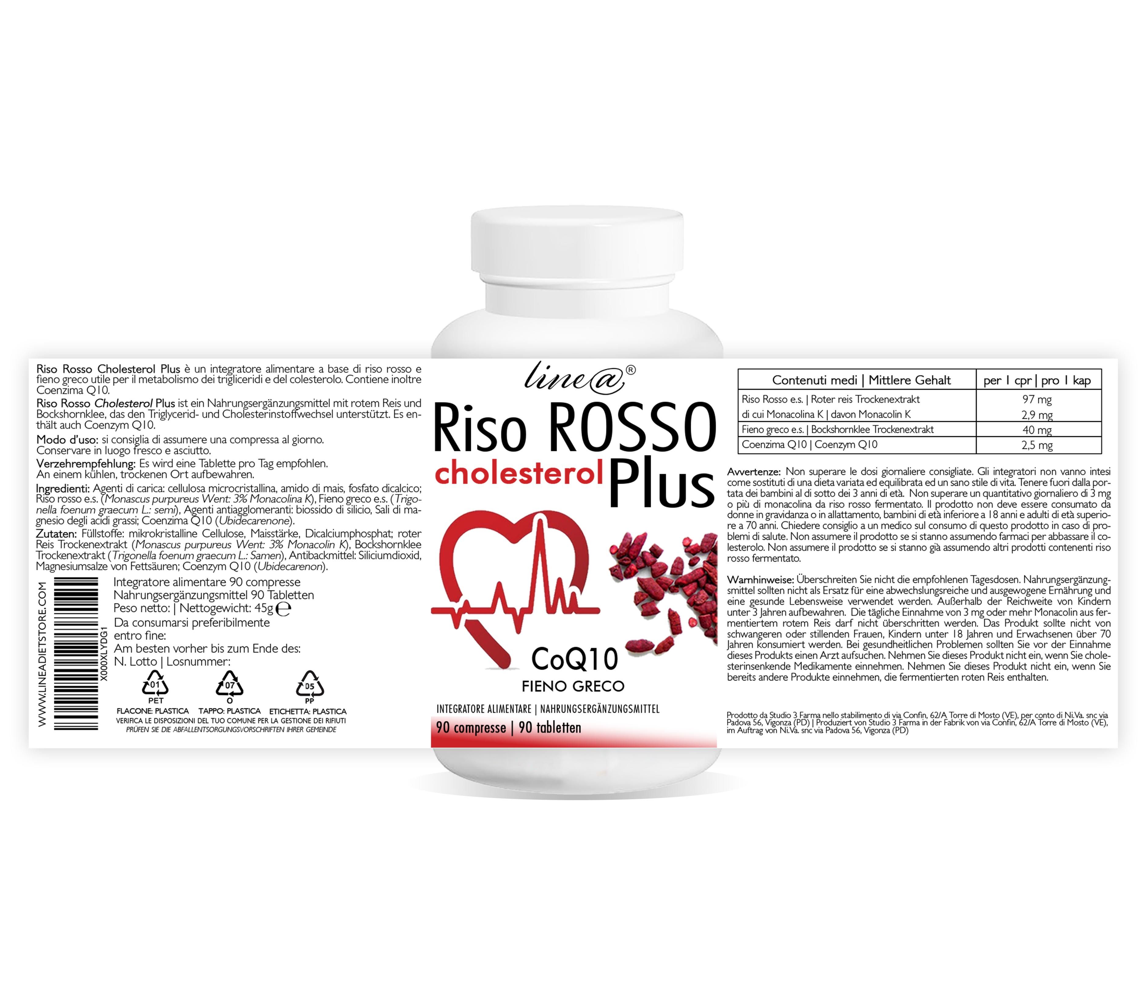 Lineadiet Riso Rosso Plus + CoQ10 + Fieno Greco - 90 compresse
