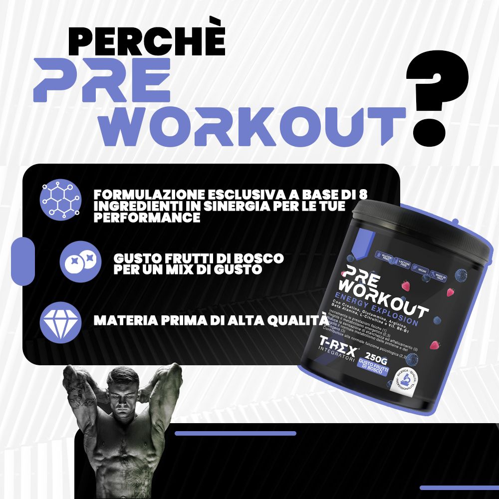 T-Rex Integratori Pre Workout frutti di bosco 250 g