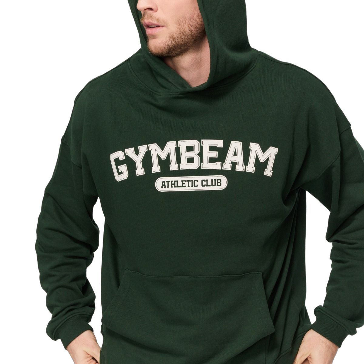 GymBeam Felpa uomo oversize Varsity Green con tasche